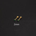 2PC Luxury Green Zircon 4 Claw Stud Earrings Body Piercing Jewelry