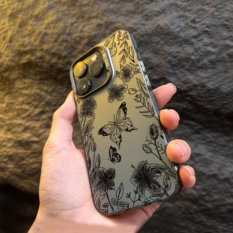 Black Butterfly Flowers IMD Case for Redmi Note 14 13 12 11 Pro