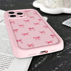 Gentle Pink Bow Soft Case for iPhone 16 17 15 14 13 12 11 Pro Max Plus SE