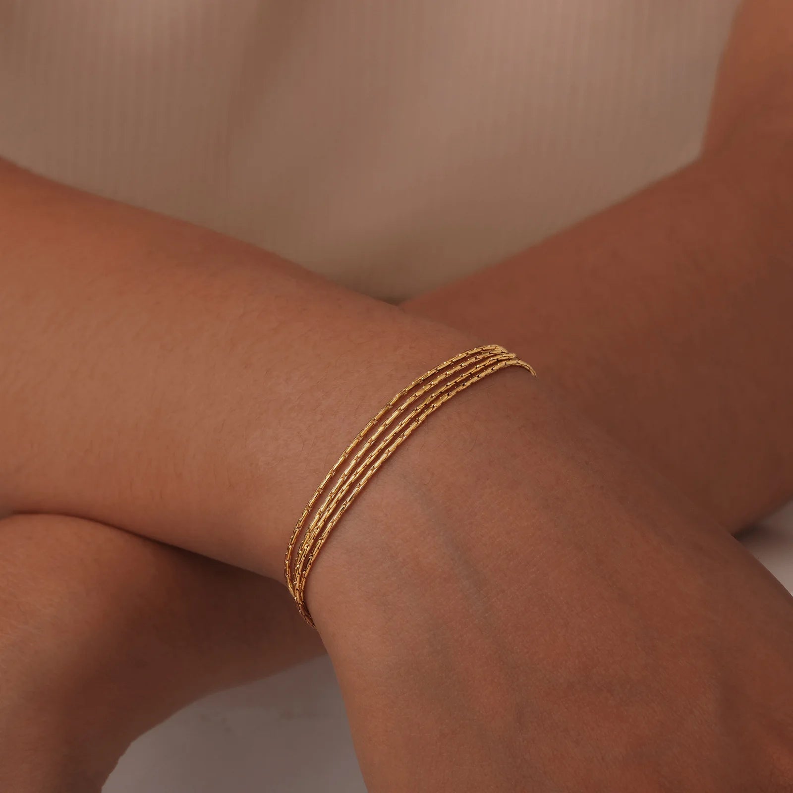 Stainless Steel Bracelet, New Style Thin Link Multilyer Chain Bracelet for Women, Lightweight Jewelry Daily Wear