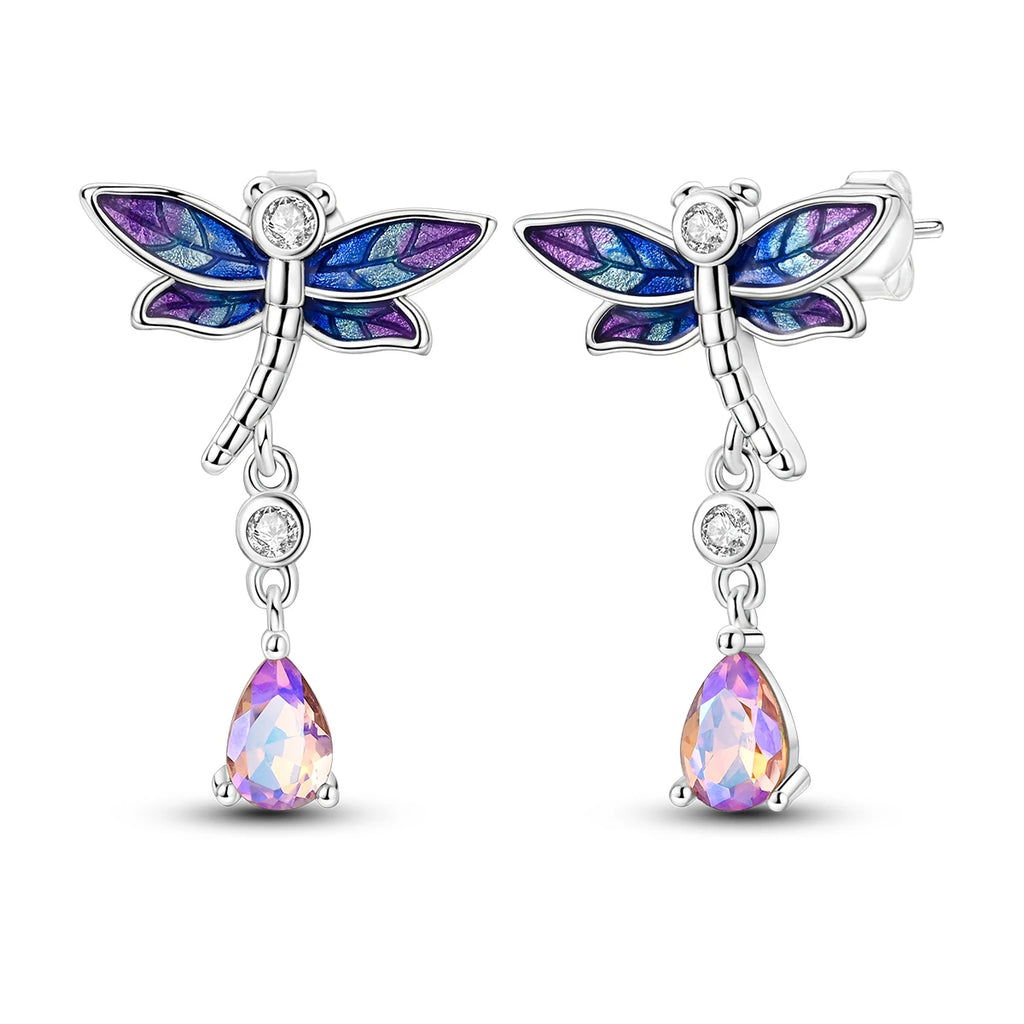 925 Sterling Silver Exquisite Dragonfly Versatile Hoop Earrings Fine Jewellery