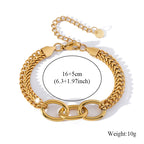 Gold Colour Stainless Steel Bangle 18K Plated Heart Wrist Chain