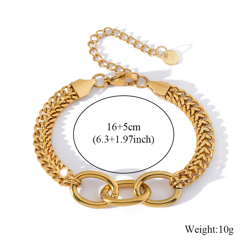 Gold Colour Stainless Steel Bangle 18K Plated Heart Wrist Chain