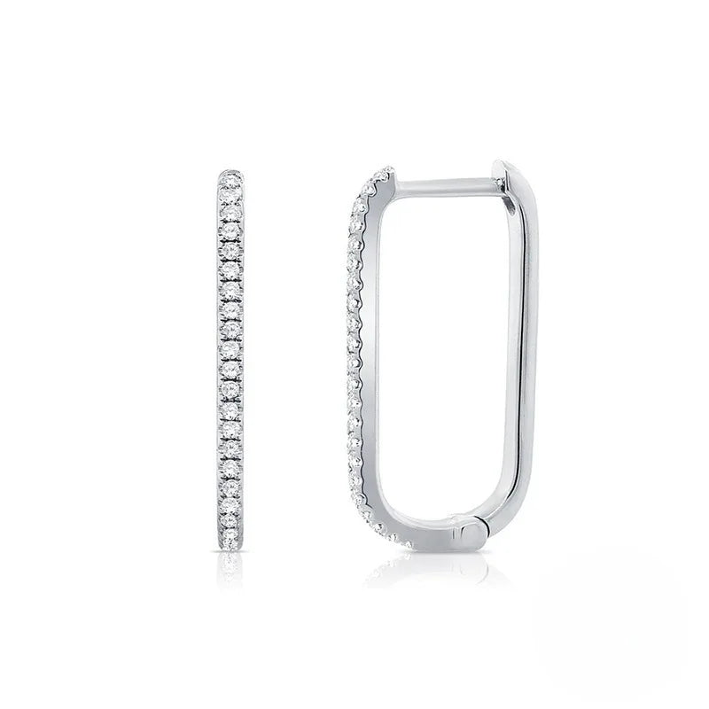 2PCS Stainless Steel Square Huggie Hoop Earrings Cubic Zirconia