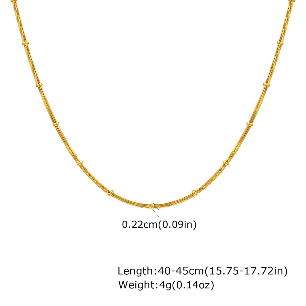 Stainless Steel Snake Ball Bead Chain Bracelet For Women, 18k Gold Plated Thin Link Layered Hand Wristband Christmas Gift