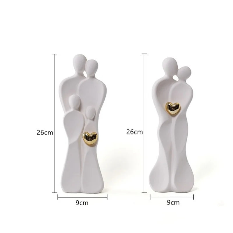 26cm Couple Figurines Family Figure Household Statue Centerpiece Home Tabletop Modern