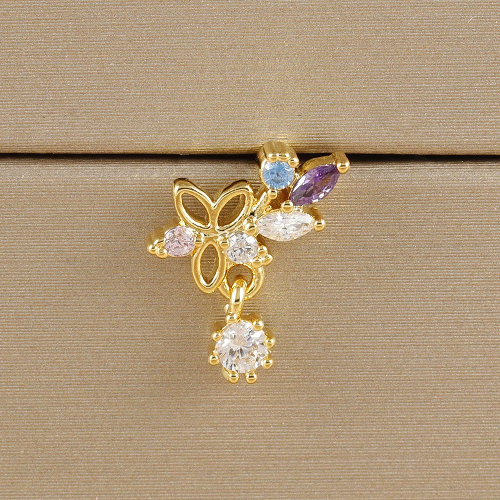 1PC Stainless Steel Mini Zircon Cross Stud Earrings Gold Helix Tragus