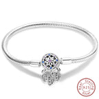 925 Sterling Silver Forever Love Peach Heart Bracelets Star Moon Airplane Earth Bracelets For Women Fit DIY Charms Party Jewelry