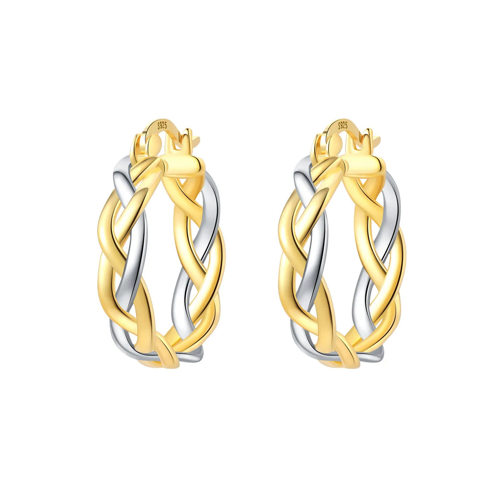 925 Sterling Silver Simple Gold U-shaped Versatile Hoop Earrings Birthday Gift