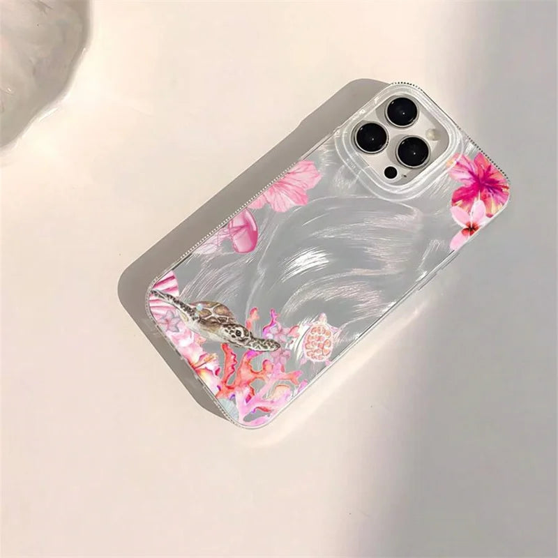 Summer Turtle Pattern IMD Case for Samsung A55 A35 A15 S25 S24 S23 Ultra FE