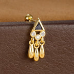 1PC Stainless Steel Zircon Gold Colour Triangle Stud Earrings