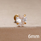 Korean Sweet Stainless Steel Zircon Heart Stud Earrings 3-6mm
