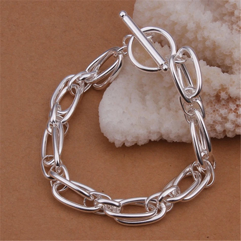 Noble Wedding Chain Bracelet 925 Sterling Silver Men Women Christmas Gift