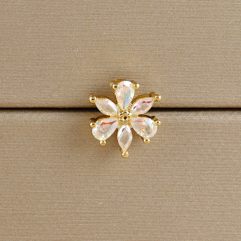 1PC Stainless Steel Mini Zircon Cross Stud Earrings Gold Helix Tragus