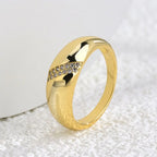 925 Sterling Silver Gold Colour Ring Fashion Classic Simple Couple's Wedding Engagement Jewellery