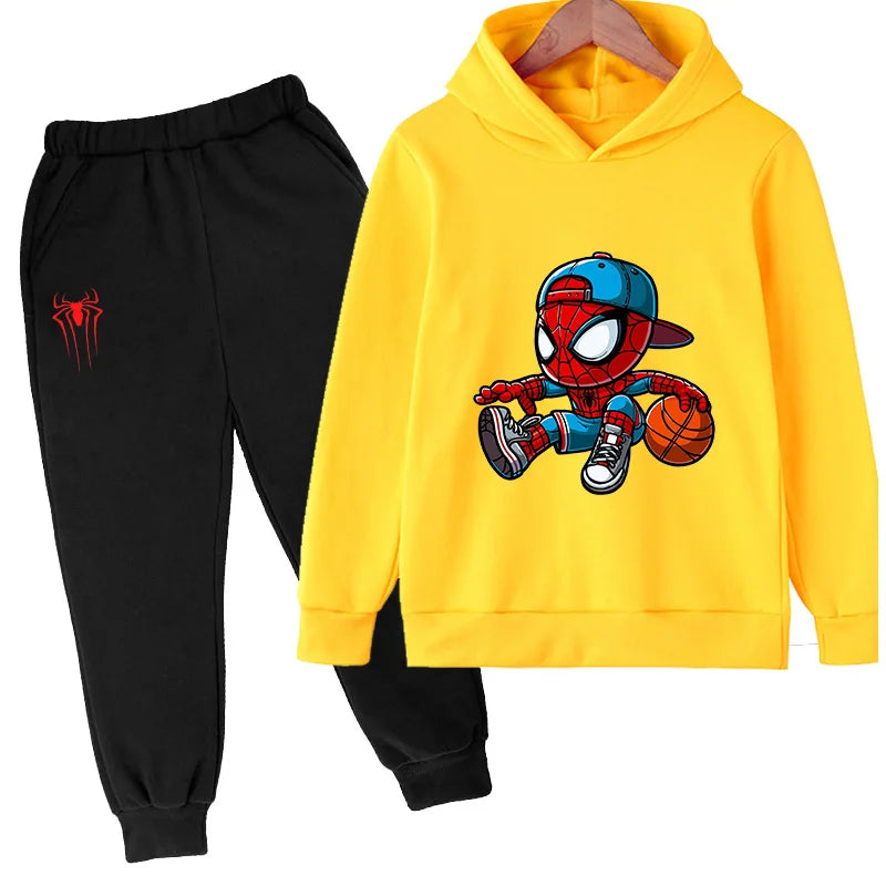 Kids Spiderman Pullover & Sweatpants Set Boys Girls Warm Fashion Outfit