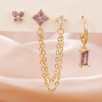 3PCS Exquisite Stainless Steel 12 Constellation Birthstone Earrings Set
