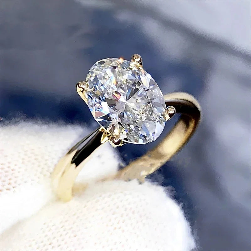 PureNew 1ct-4ct Radiant Cut Full Moissanite Diamond Rings For Women Original 925 Silver Luxury Oval Cut Lady's Diamond Ring 2025