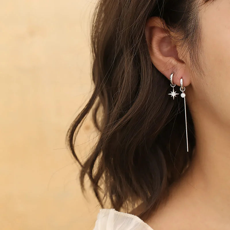 Vintage Long Tassel Geometric Square Drop Earrings Korean Thread