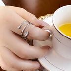 Arrow White Stones Open Ring 925 Sterling Silver Trendy Jewellery Women
