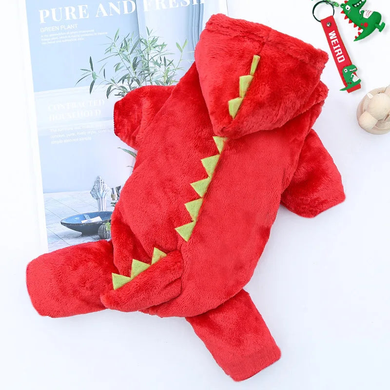 Dinosaur Plush Pet Costume Warm Cat Dog Party Cosplay Clothing Outfit