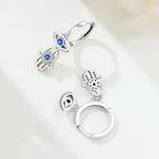 925 Sterling Silver Fatima's Hand Devil's Eye Drop Earrings Trendy Jewellery