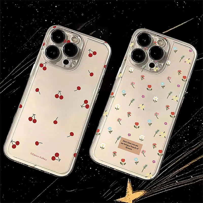 Small Cherry & Flower Case for Xiaomi Redmi Note 14 13 Pro Plus 12S 13C 14C
