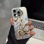 Gold Snake Print Case for iPhone 17 16 15 14 13 12 11 Pro Max Plus 17 Air