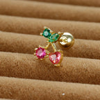 12 Styles Crystal Zircon Mini Fruit Stud Earrings Stainless Steel