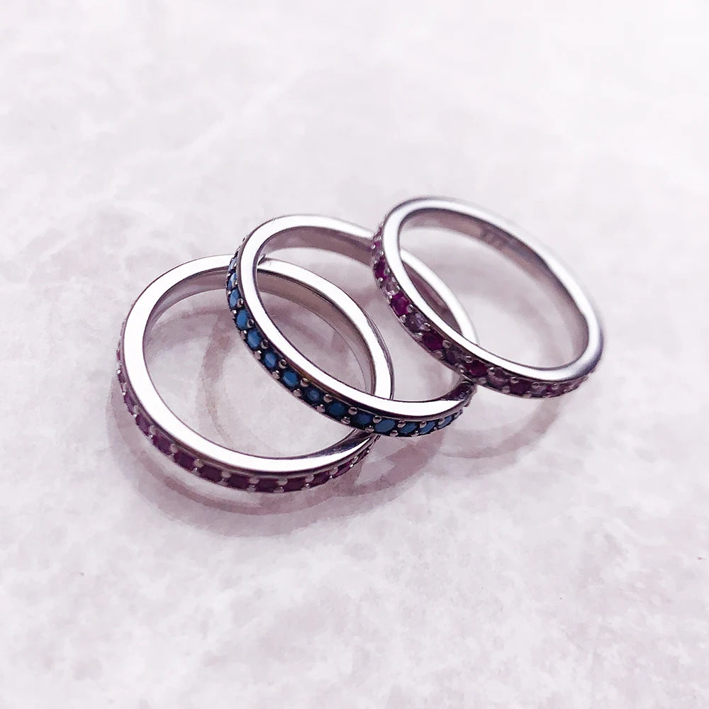Elegant Colourful Stones Ring 925 Sterling Silver Romantic Jewellery Women