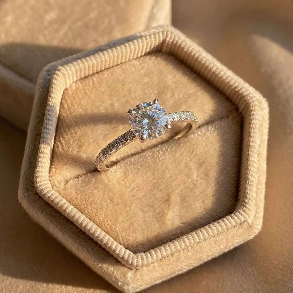 925 Sterling Silver Gorgeous Shiny Zircon Round Ring Anniversary Marry Luxury Fine Jewellery Gift