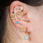 1PC Stainless Steel Zircon Gold Colour Triangle Stud Earrings