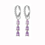 Cubic Zirconia Water Drop Hoop Earring Stainless Steel Geometry