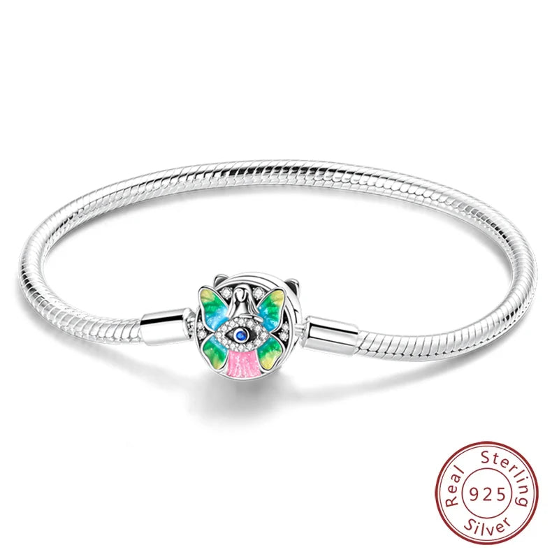 925 Sterling Silver Forever Love Peach Heart Bracelets Star Moon Airplane Earth Bracelets For Women Fit DIY Charms Party Jewelry