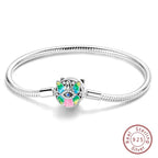 925 Sterling Silver Forever Love Peach Heart Bracelets Star Moon Airplane Earth Bracelets For Women Fit DIY Charms Party Jewelry