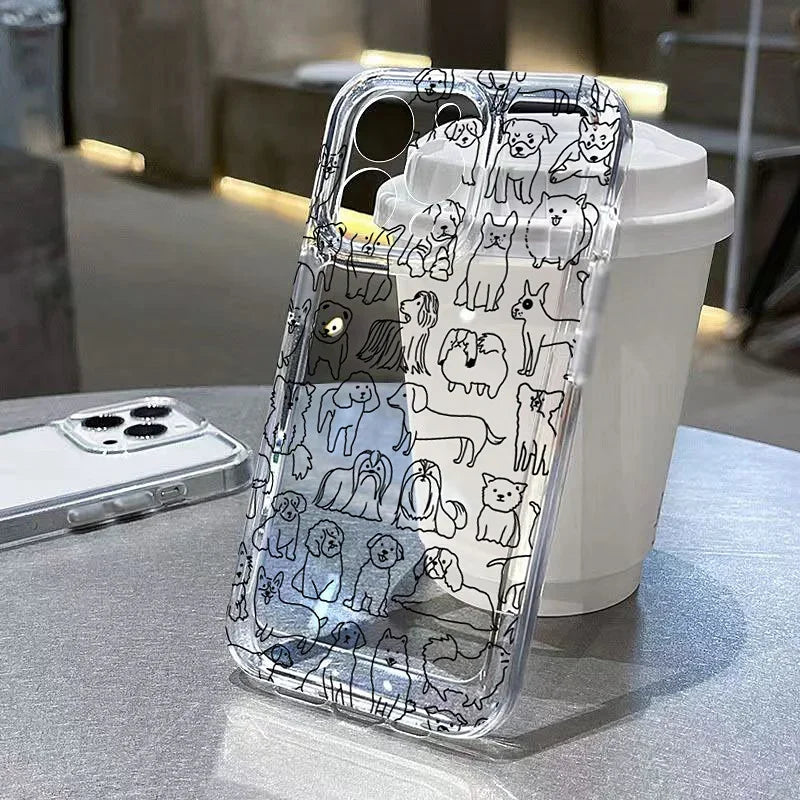 Graffiti Cartoon Dogs Cats Case for Samsung Galaxy A55 A35 A15 S24 S23 Ultra