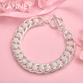 925 Sterling Silver 8-inch Braided Bracelet Men Women Hip Hop Jewellery Gift