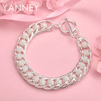 925 Sterling Silver 8-inch Braided Bracelet Men Women Hip Hop Jewellery Gift