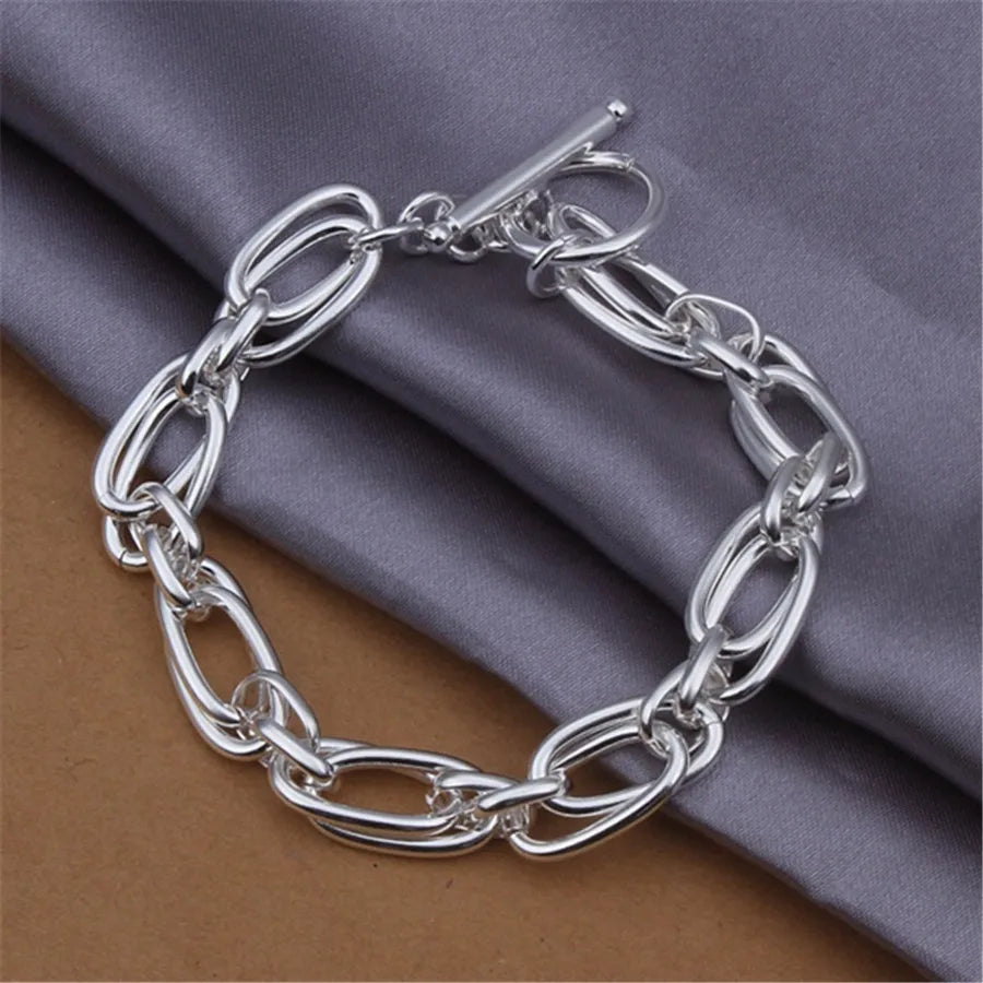 Noble Wedding Chain Bracelet 925 Sterling Silver Men Women Christmas Gift