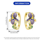 925 Sterling Silver Iris Flower Versatile Hoop Earrings Original Party Gift
