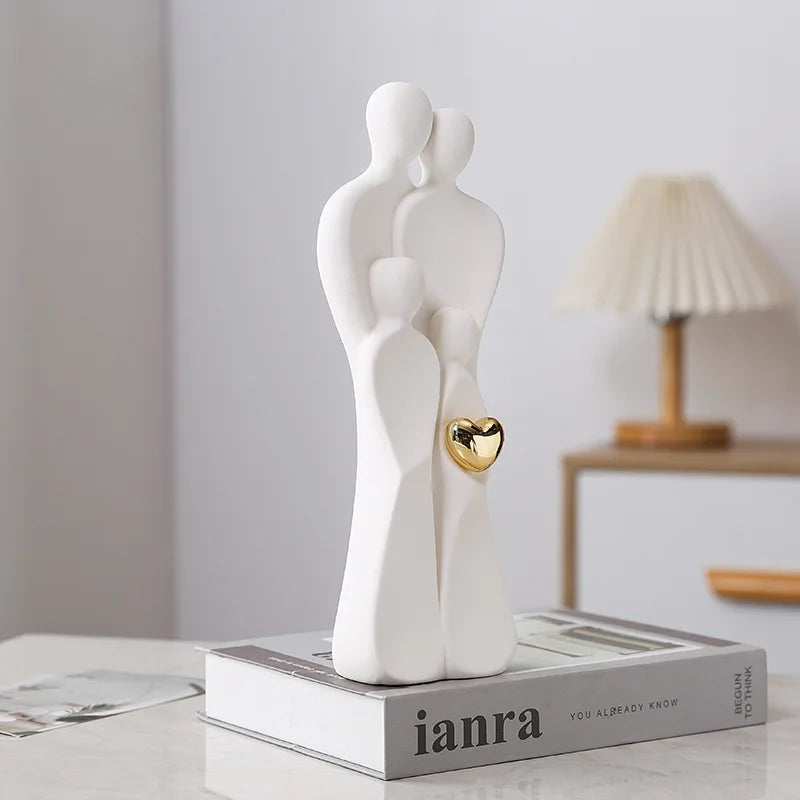26cm Couple Figurines Family Figure Household Statue Centerpiece Home Tabletop Modern