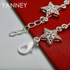 925 Sterling Silver 8-inch Star Bracelet Women Wedding Party Jewellery Gift