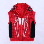 3pcs Spiderman Cosplay Costume Kids Boys Hooded Vest T-Shirt & Pants Tracksuit