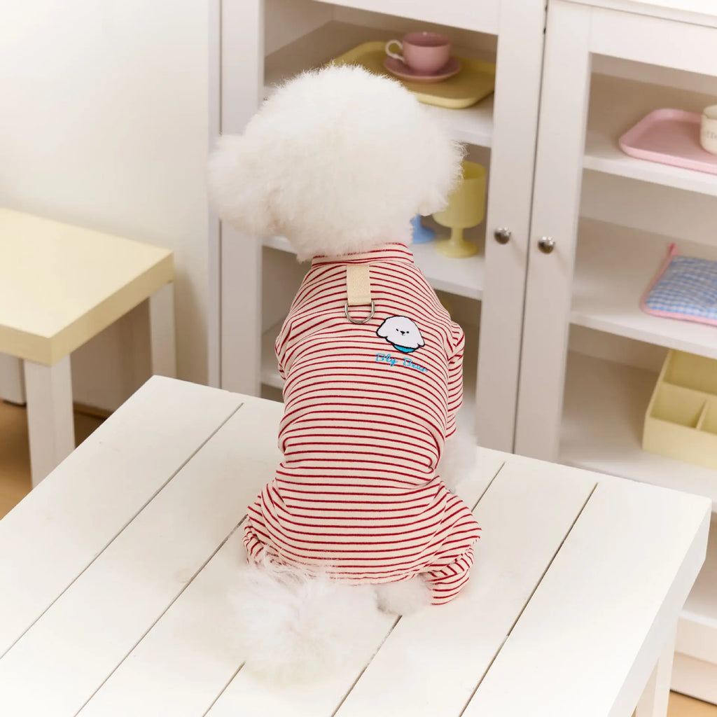 Polar Fleece Striped Bodysuit 4-Legged Winter Pajamas Small Medium Dogs