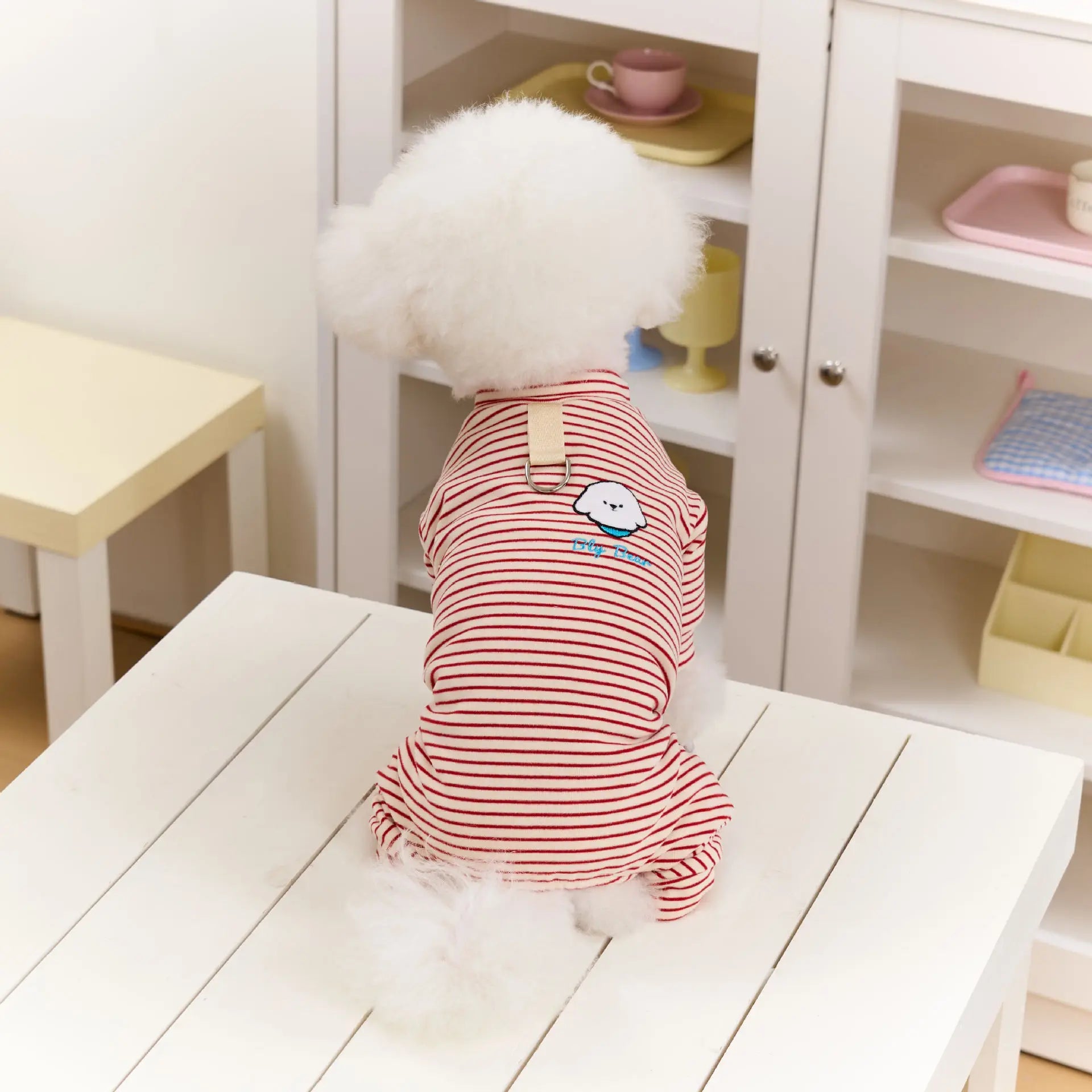 Polar Fleece Striped Bodysuit 4-Legged Winter Pajamas Small Medium Dogs