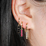 1 Pair Stainless Steel Colourful Zircon Square Dangle Earrings Punk