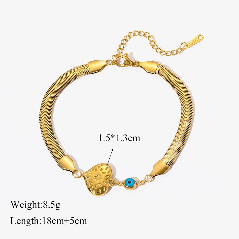 Gold Colour Stainless Steel Link Chain Bracelet Non-Fading Jewellery