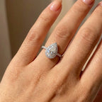 925 Sterling Silver 1CT Simple Sparkling Pear Shape Zircon Ring Engagement Wedding Luxury