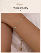 Stainless Steel Chain Bracelet for Women, Colorful Beads Summer 18k Gold Plated, Stainless Steel Waterproof Wrist Jewelry