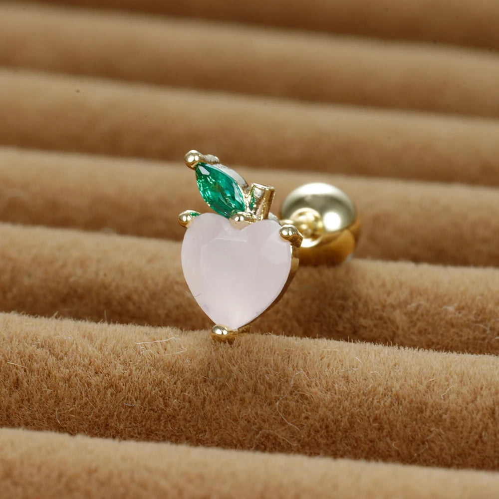 12 Styles Crystal Zircon Mini Fruit Stud Earrings Stainless Steel